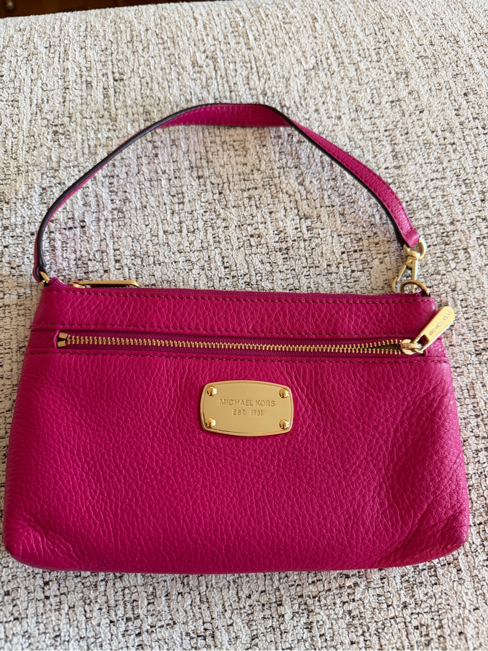 Michael Kors Fuchsia Leather Mini Purse with Gold Hardware